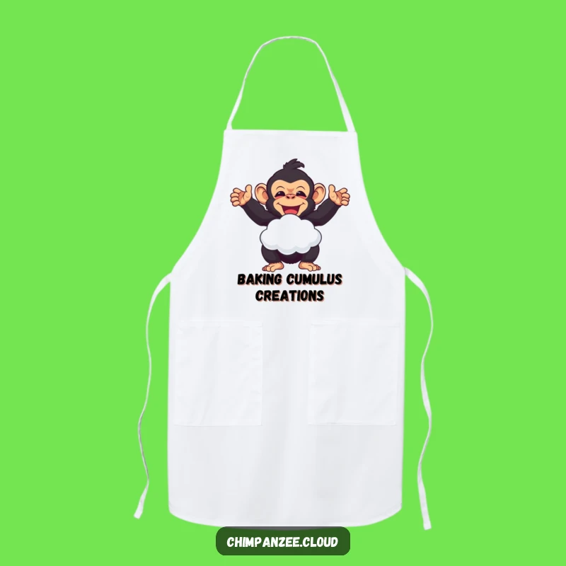 Funny Chimp Cloud Puff Apron: Cheerful Chimpanzee Kitchen Wear, A Humorous Gift