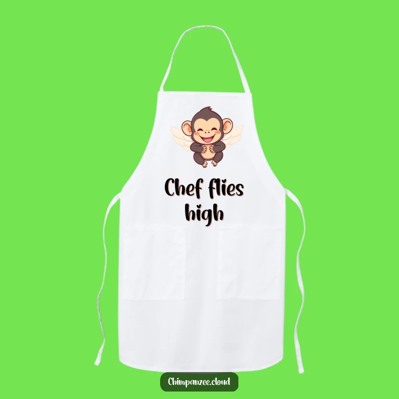 Funny Angel Chimp Apron: Winged Chimp in the Kitchen, Heavenly Funny Gift