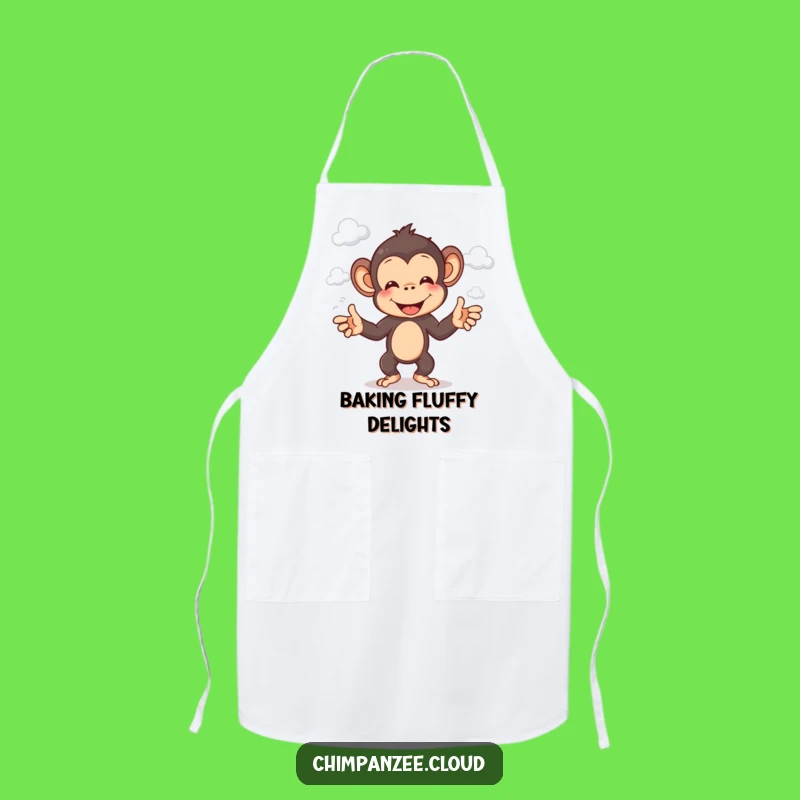 Funny Chimp Baker Apron: Cheerful Monkey Juggling Clouds for Fun