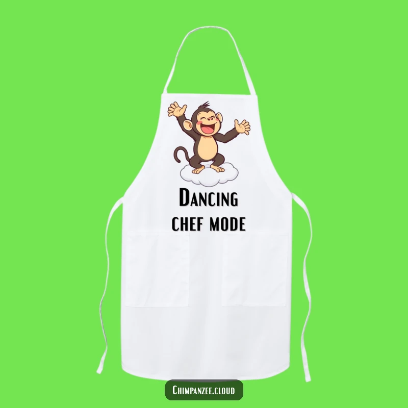 Funny Chimp Dance Apron: Joyful Monkey Cloud Kitchen Fun