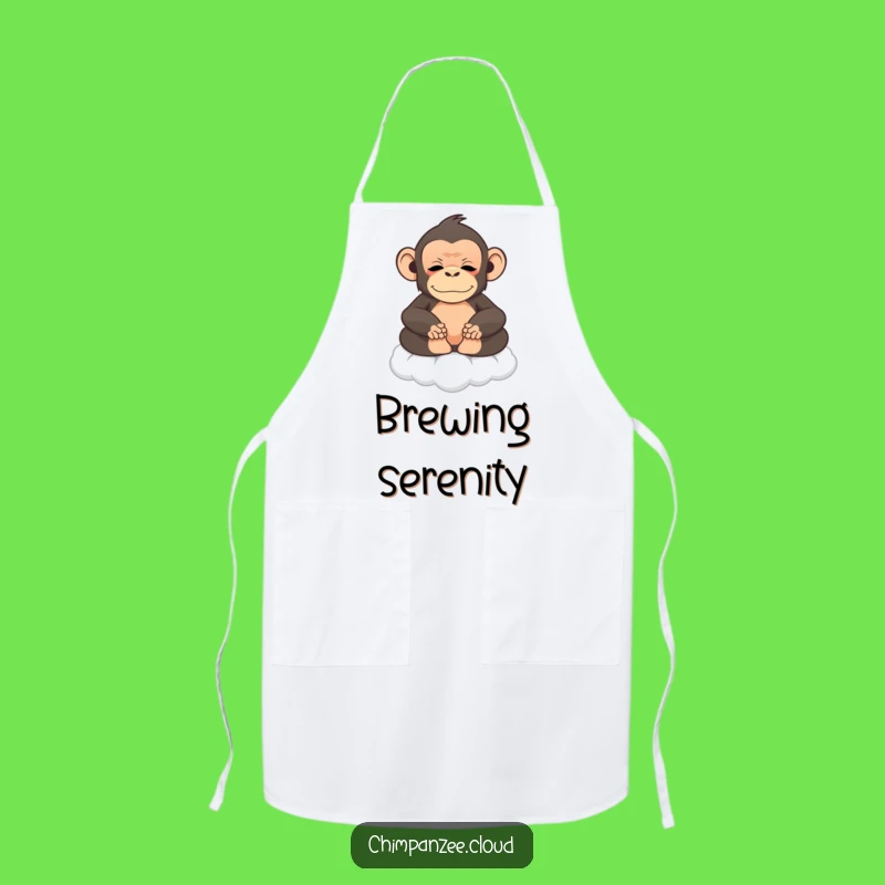 Funny Chimp Meditation Apron: Zen Monkey's Peaceful Kitchen Attire