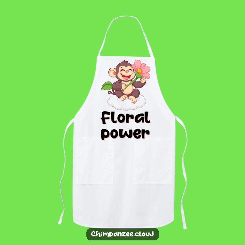Funny Chimpanzee Flower Apron: Cook Up Smiles in the Kitchen