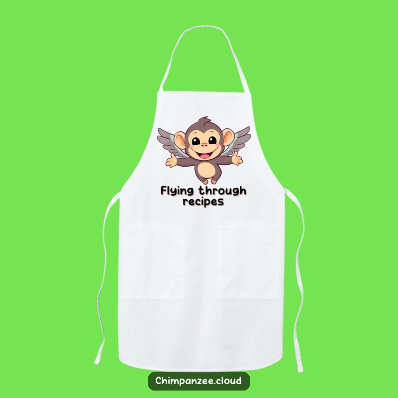 Funny Flying Chimp Apron: Kitchen Chimpanzee With Tiny Wings, Perfect Funny Gift!