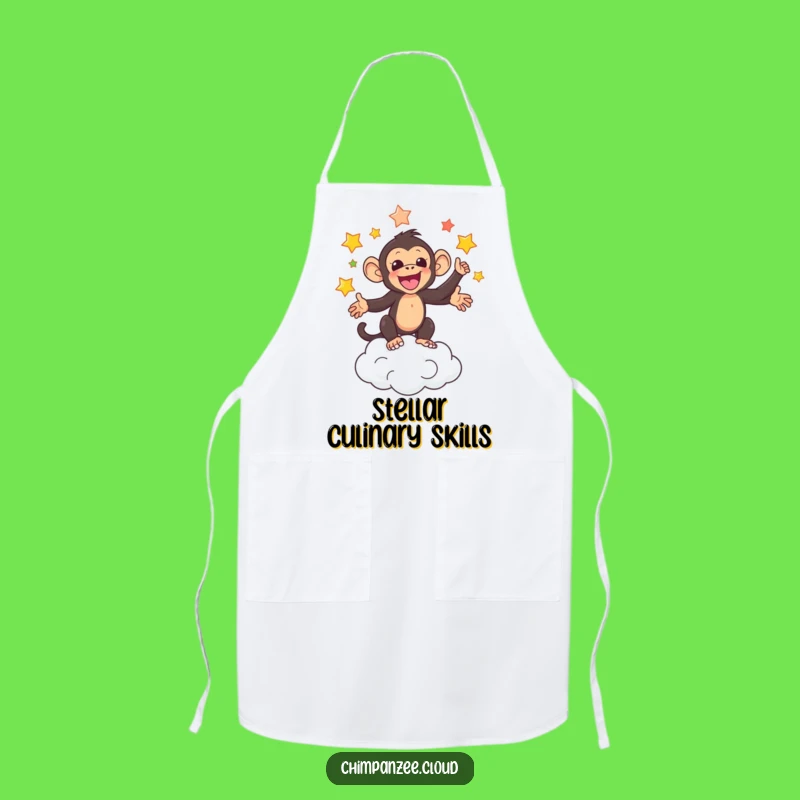Funny Star Juggling Chimp Apron: Adorable Chimpanzee's Cosmic Kitchen