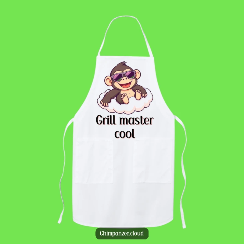Funny Cool Chimp Apron: Happy Chimpanzee Sliding Cloud, Kitchen Fun Style
