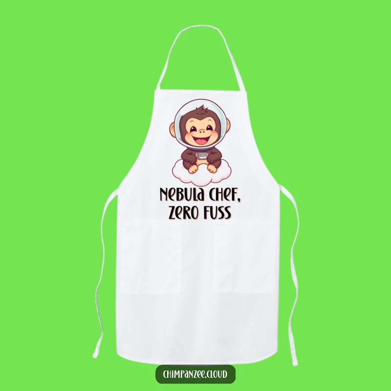 Funny Astronaut Chimp Apron: Cheerful Chimp Cooking in Space, Fun Kitchen Gift