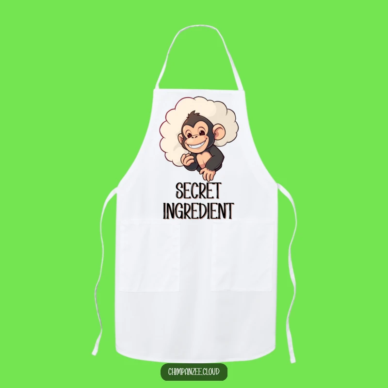 Funny Sneaky Chimp Apron: Mischievous Chimpanzee Peeking Cloud Kitchen