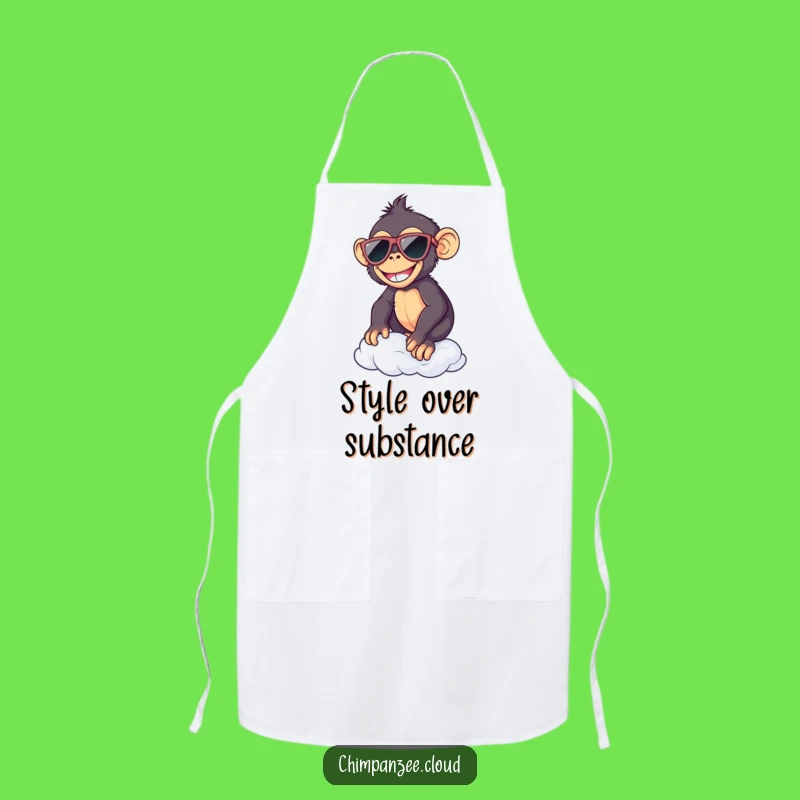 Funny Chimp Sunglasses Cloud Apron: Chef Chimp Cooking with Humor