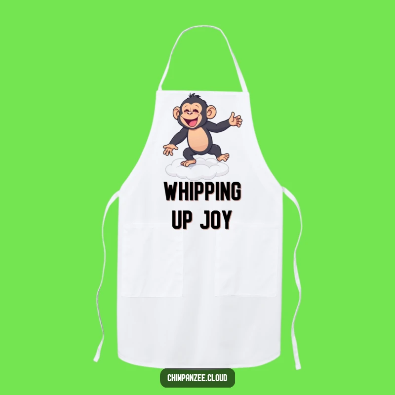 Funny Chimp Cloud Dance Apron: Joyful Primate's Happy Dance Kitchen Wear