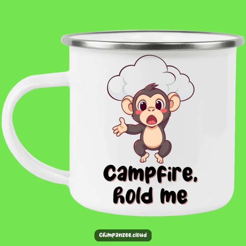 Funny Surprised Chimpanzee Camping Mug: Hilarious Primate Cloud Toss Drinkware
