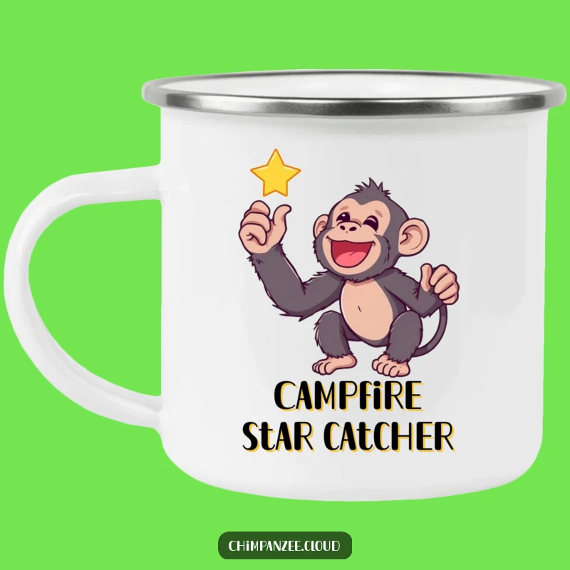 Funny Chimp Star Reach Camping Mug: Adventure Fuel for Dreamers