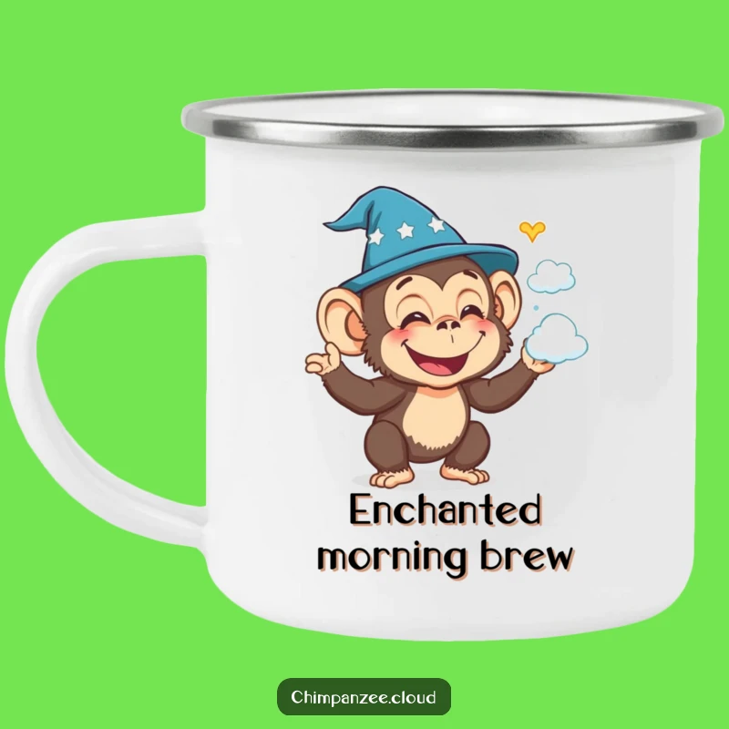 Funny Wizard Chimp Camping Mug: Joyful Conjurer Outdoors, Magical Funny Gift
