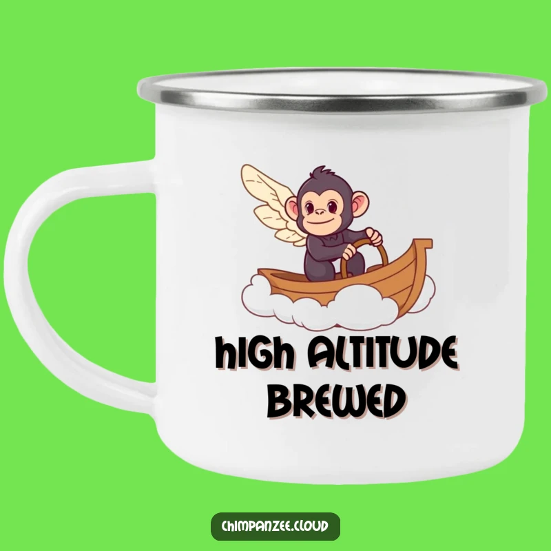 Funny Chimpanzee Cloud Boat Camping Mug: Adventure Fuel