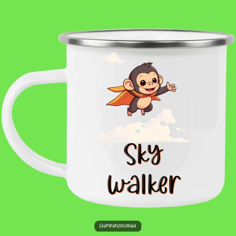 Funny Flying Chimpanzee Cape Camping Mug: Adventure Fuel for Heroes
