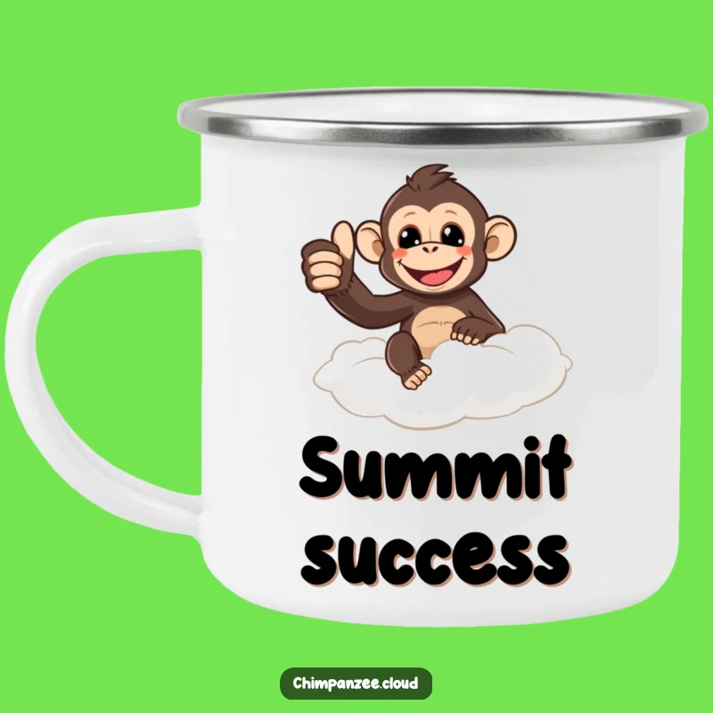 Funny Thumbs Up Chimpanzee Camping Mug: Positive Adventure Fuel