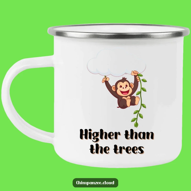 Funny Chimpanzee Cloud Camping Mug: Hilarious Primate Adventure Drinkware Gift