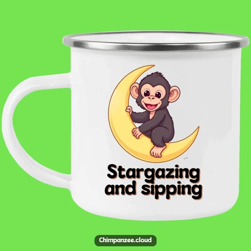 Funny Chimp Moon Rider Camping Mug: Cute Monkey Dreams Under Stars