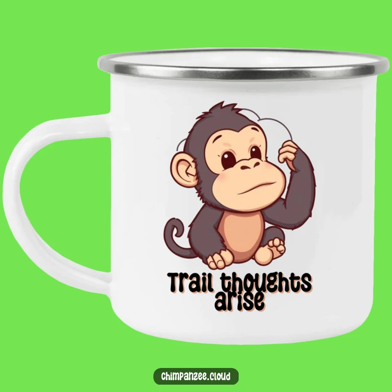 Funny Chimp Cloud Gazer Camping Mug: Thoughtful Primate's Outdoor Reflection Cup