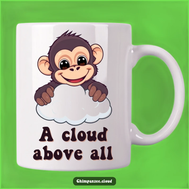 Funny Cheeky Chimpanzee Cloud Mug - Grinning Mischief Humor Gift