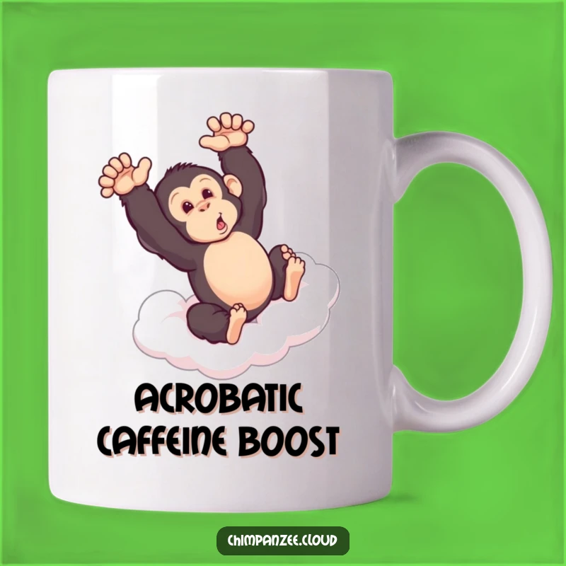 Funny Chimp Somersault Cloud Mug: Playful Acrobatics Gift