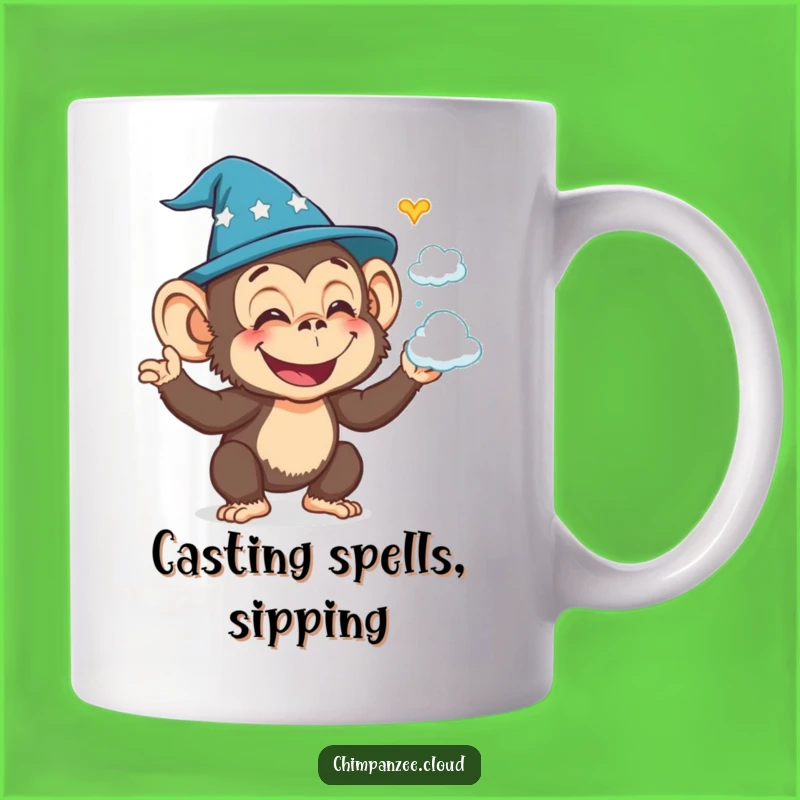Funny Wizard Chimp Mug: Joyful Conjurer, Magical Funny Gift Idea