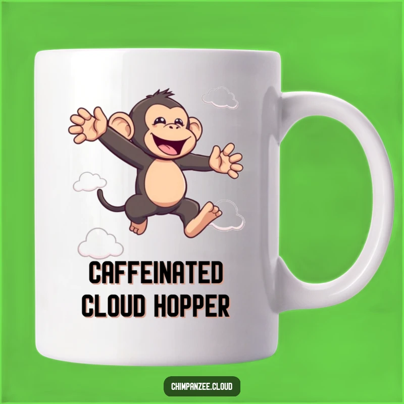 Funny Bouncing Chimp Cloud Mug: Hilarious Joyful Monkey Leap Gift for Coffee Lovers