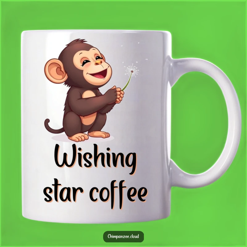 Funny Chimp Blowing Dandelions Starry Sky Mug - Whimsical Dream Gift