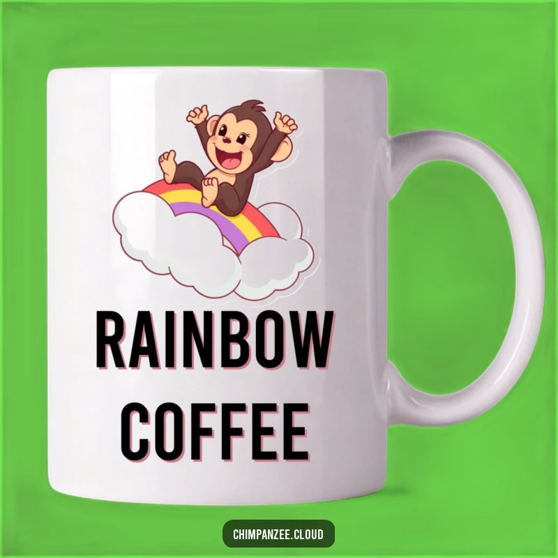 Funny Chimp Rainbow Slide Mug - Excited Character Joy, Perfect Gift!