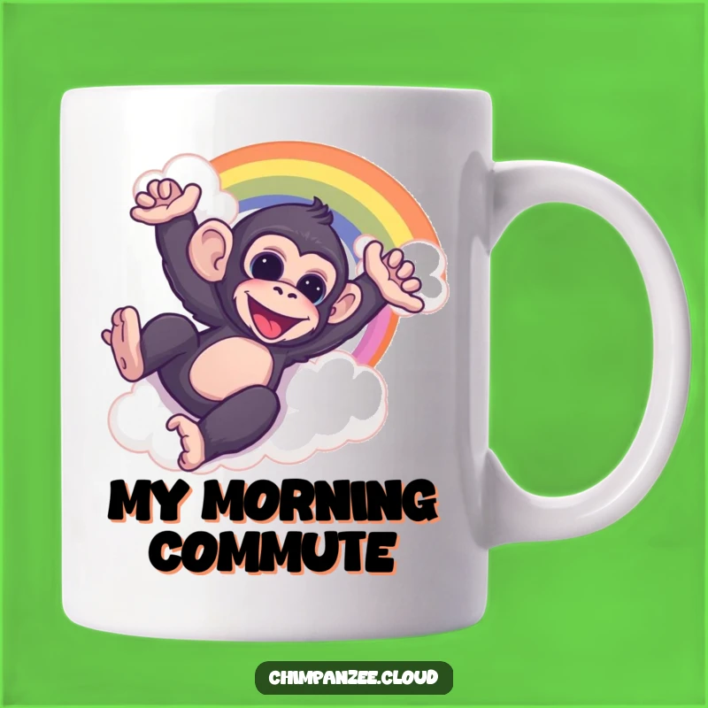 Funny Chimp Rainbow Slide Mug: Playful Chimp Gift for Joyful Mornings