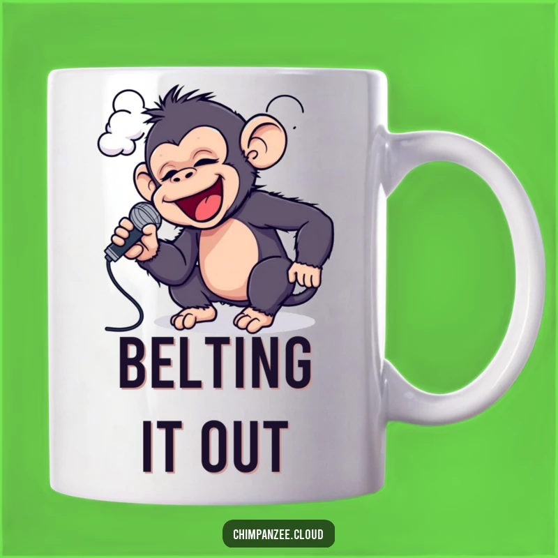 Funny Chimp Rockstar Mug: Singing Chimp into Cloud, Perfect Funny Gift