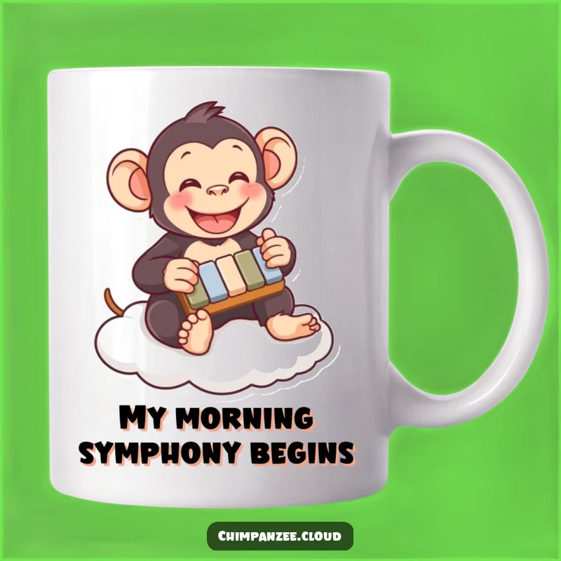 Funny Chimpanzee Xylophone Cloud Mug: A Joyful Musical Gift for Chimp Lovers
