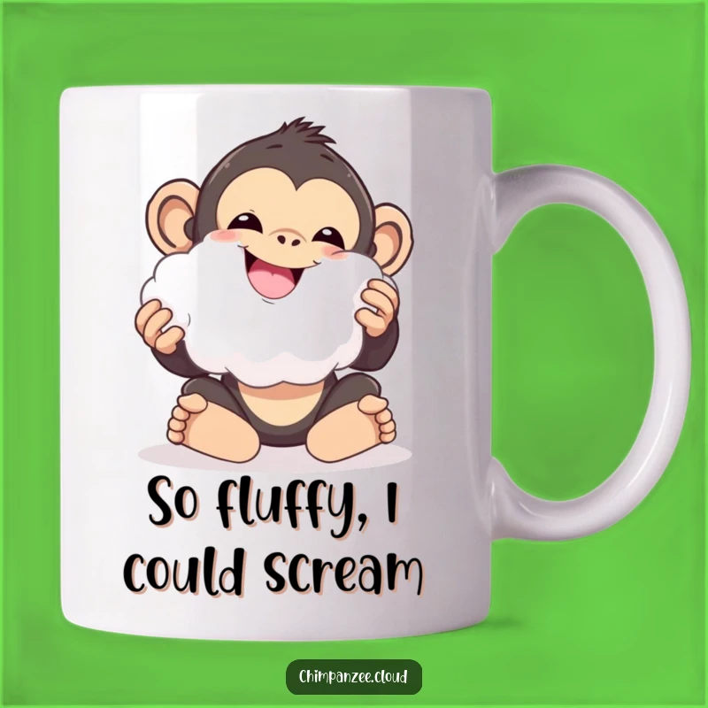 Funny Cloud Chimp Mug: Delighted Chimp Playing, Whimsical Funny Gift Idea