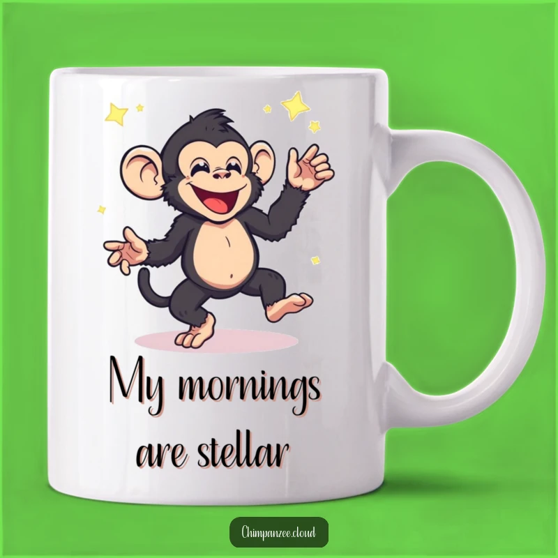 Funny Dancing Chimpanzee Mug - Energetic Star Dust Dance Humor Gift