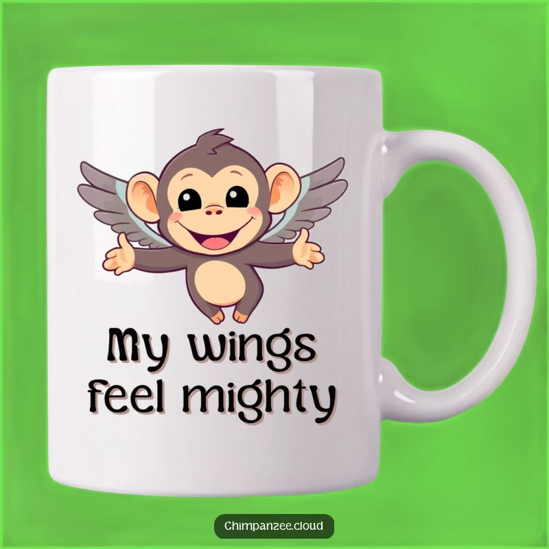 Funny Flying Chimp Mug: Adorable Chimpanzee With Tiny Wings, Perfect Funny Gift!