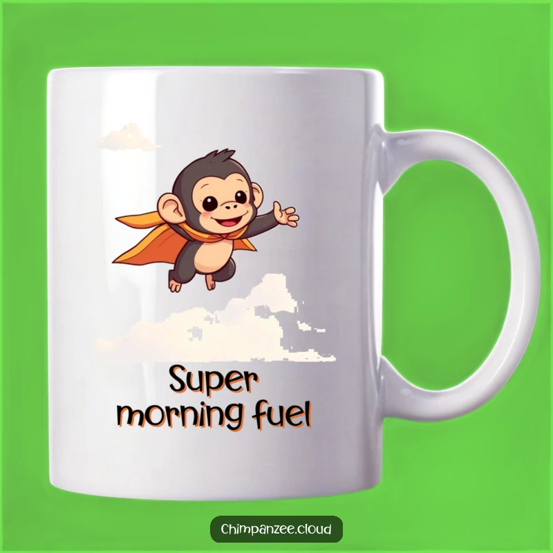 Funny Flying Chimpanzee Cape Mug: Superhero Gift for Laughter Lovers