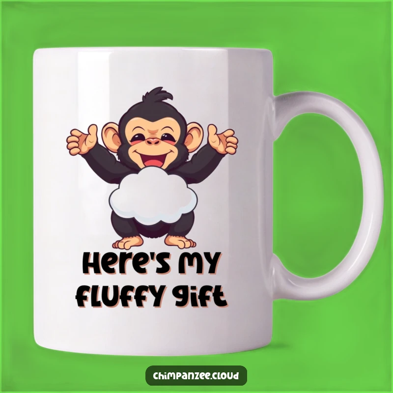 Funny Chimp Cloud Puff Mug: Delightful Chimpanzee Offering Joy, A Perfect Gift