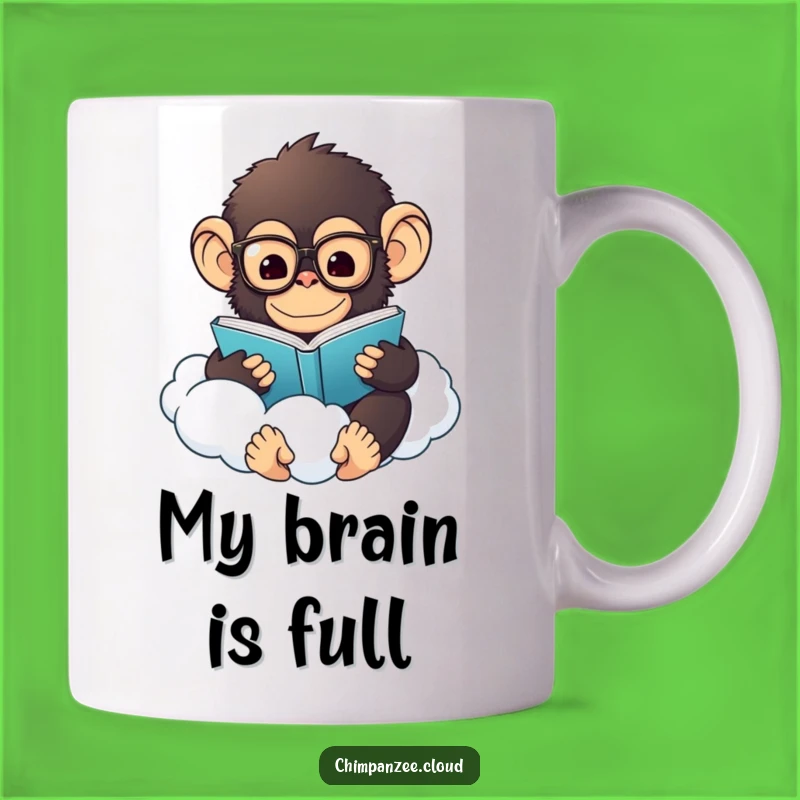 Funny Chimp Scholar Mug: Intelligent Chimp Reads Book on Cloud, Perfect Funny Gift