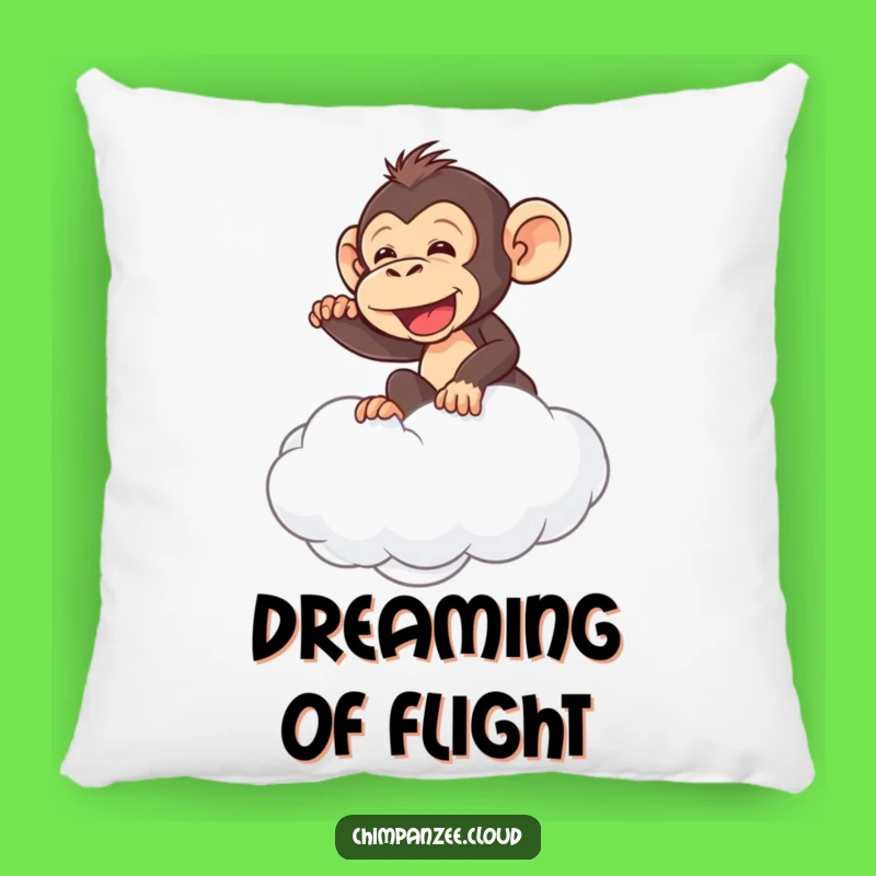 Funny Chimp Cloud Ride Pillow: Cozy Chimpanzee's Comical Pillow Dream