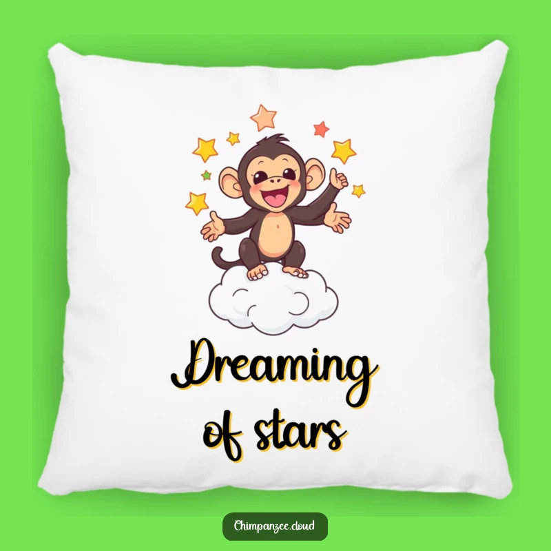 Funny Star Juggling Chimp Pillow: Adorable Chimpanzee's Cozy Cosmos