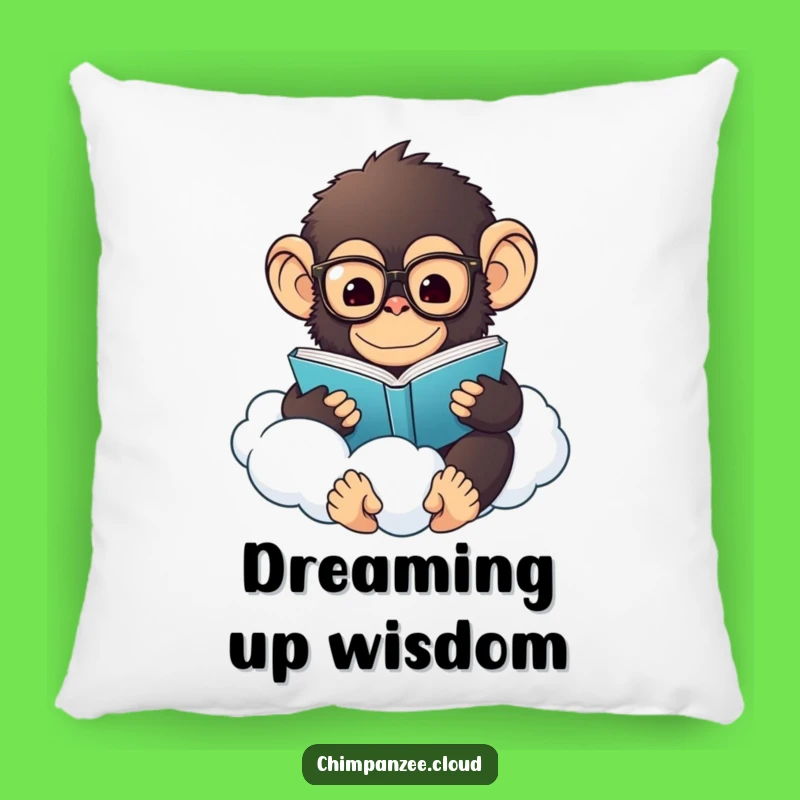 Funny Chimp Cloud Pillow: Soft Cushion with a Reading Chimp, Super Funny Gift