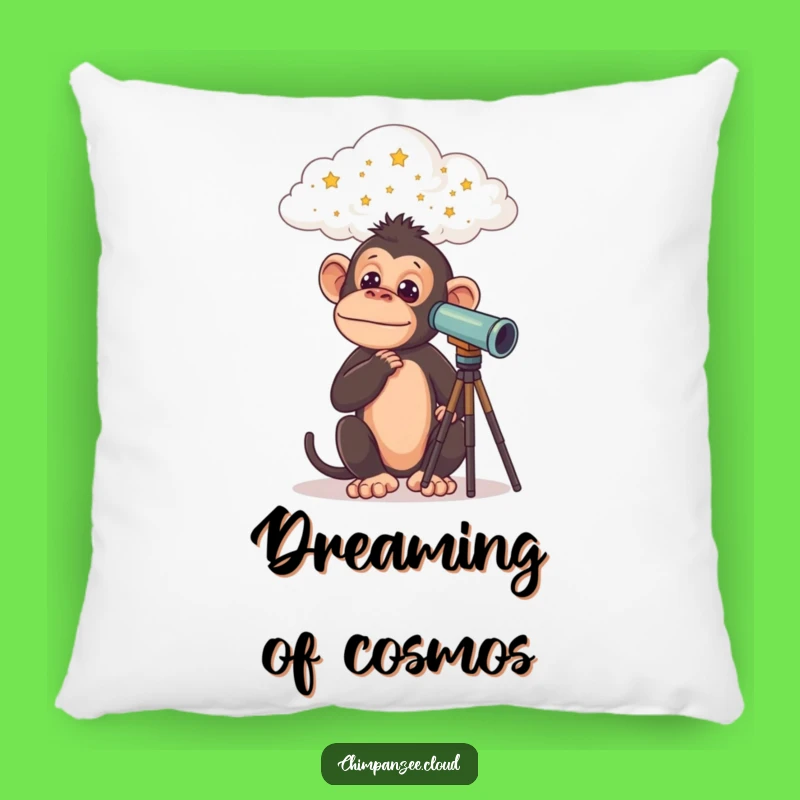 Funny Chimp Explorer Pillow: Soft Curious Chimpanzee Telescope Comfort, Cozy Funny Gift!