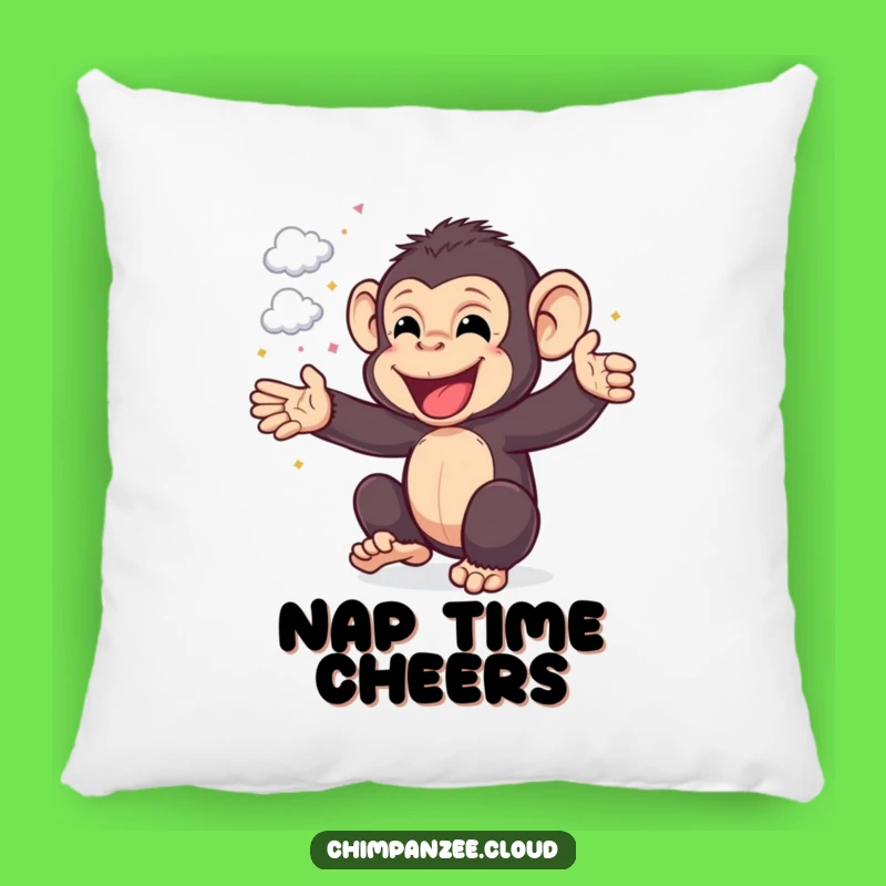 Funny Chimp Party Pillow: Soft Happy Chimpanzee with Cloud Confetti, Cozy Funny Gift!