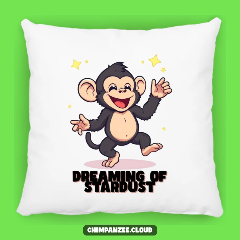 Funny Chimpanzee Star Dust Dance Throw Pillow - Cosmic Comfort