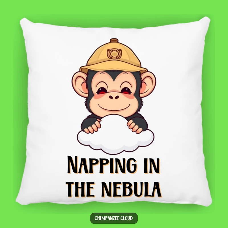 Funny Explorer Chimp Pillow: Cute Chimpanzee Peering Over Cloud Cozy Decor