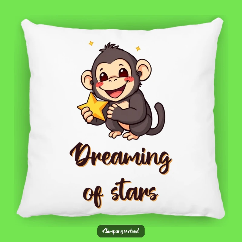 Funny Star Chimp Pillow: Chimpanzee Holding Star, Cozy Delight Cushion