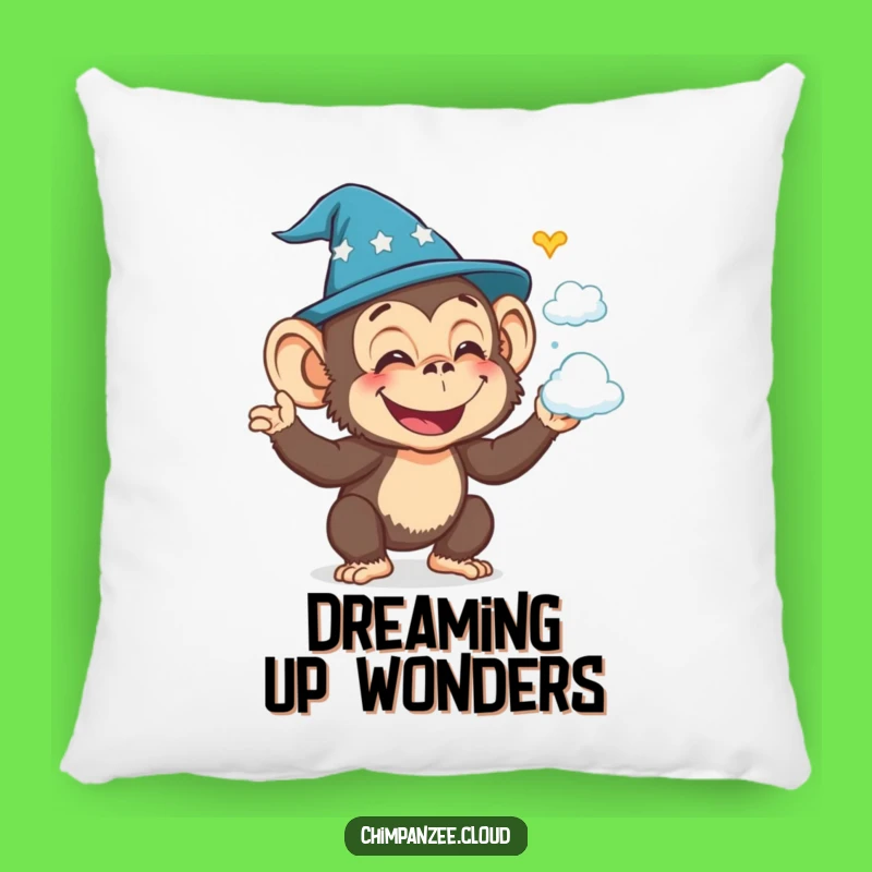 Funny Wizard Chimp Pillow: Cozy Conjurer Cushion, Magical Funny Gift