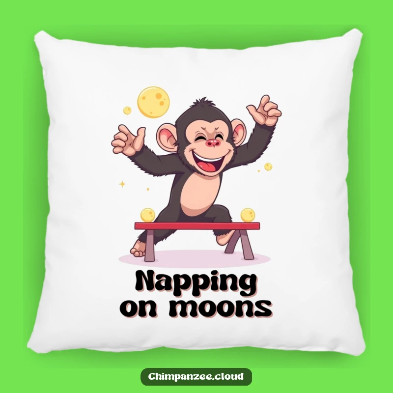 Funny Giggling Chimp Leapfrog Moons Pillow - Cozy & Playful Decor Gift