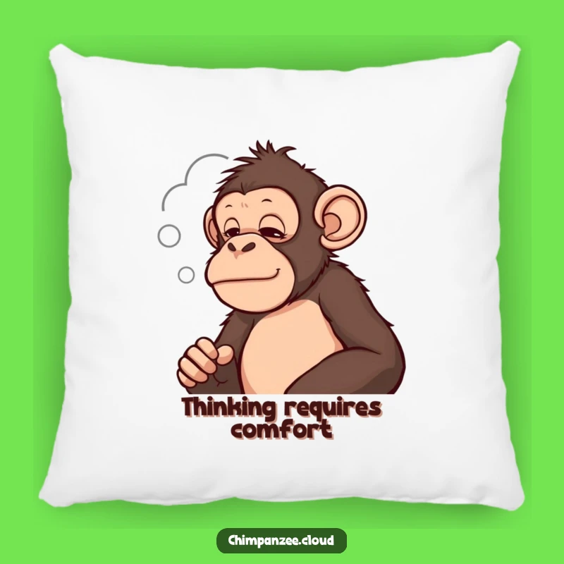 Funny Thoughtful Chimpanzee Pillow: Cozy Comfort for Deep Thinkers