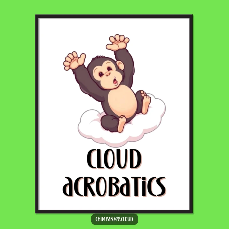 Funny Chimp Somersault Digital Art: Instant Playful Decor