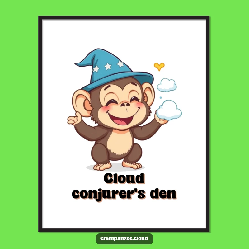 Funny Wizard Chimp Digital Print: Joyful Conjurer Art, Instant Magical Decor